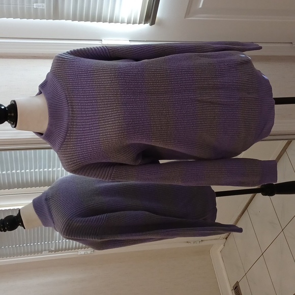 $4 Add-on Purple & Gray Striped Knit Sweater - Size Small - Picture 1 of 7